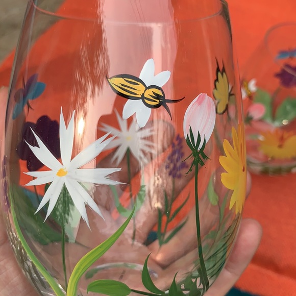 Aphorism Dining 2 Handpainted Stemless Wine Glasses Poshmark